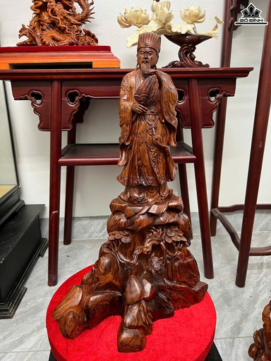 Tượng Gia Cát Lượng Gỗ Sưa Cao 62 Ngang 38 Sâu 22 (cm)