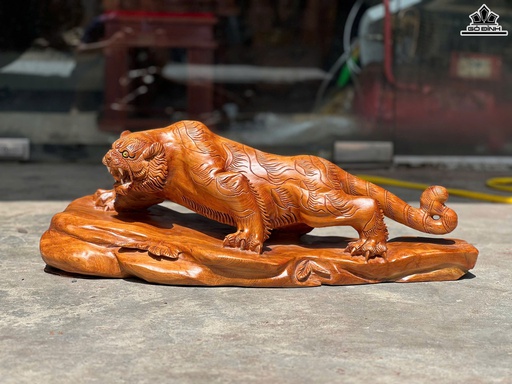Tượng Hổ Phong Thủy Gỗ Ngọc Am Cao 25 Ngang 65 Sâu 25 (cm)