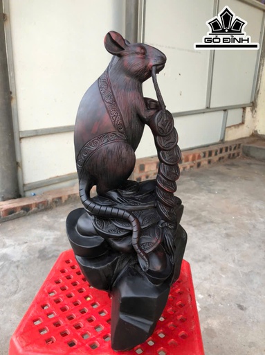 Tượng Chuột Gỗ Trắc Cao 35 Ngang 17 Sâu 18 (cm)