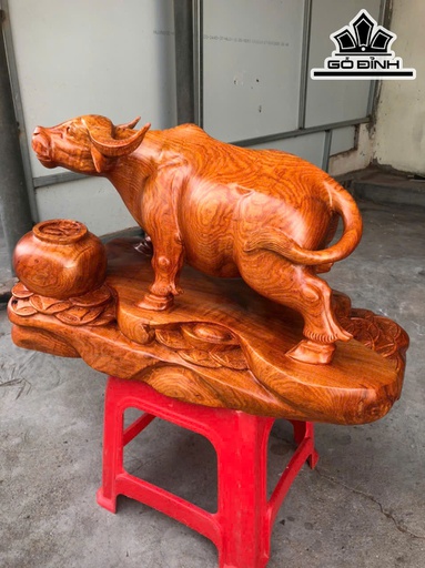 Tượng Trâu Gỗ Hương Cao 33 Ngang 54 Sâu 30 (cm)