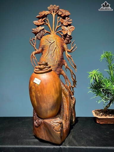 Nhân Sâm Trường Thọ Gỗ Ngọc Am Cao 72 Ngang 26 Sâu 34 (cm)