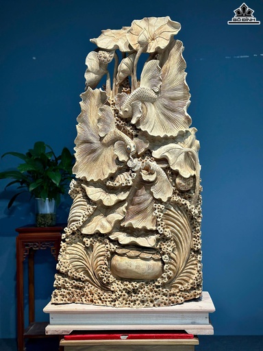 Tượng Cá Xiêm Gỗ Ngọc Am Cao Cả Kỷ 128 Ngang 67 Sâu 28 (cm)