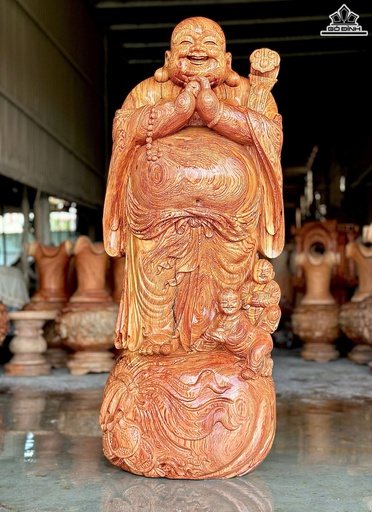 Tượng Phật Di Lặc Chúc Phúc Gỗ Hương Đá Cao 140 Ngang 51 Sâu 45 (cm)