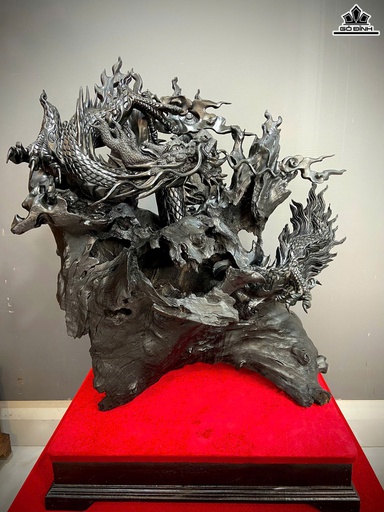 Tượng Nhất Long Gỗ Mun Sừng Cao 82 Ngang 64 Sâu 42 (cm)