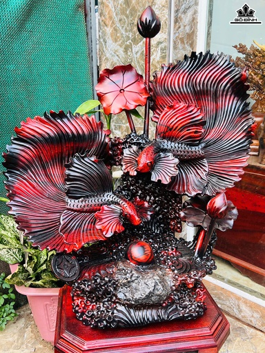 Tượng Cá Xiêm Gỗ Trắc Cao 81 Ngang 66 Sâu 28 (cm)