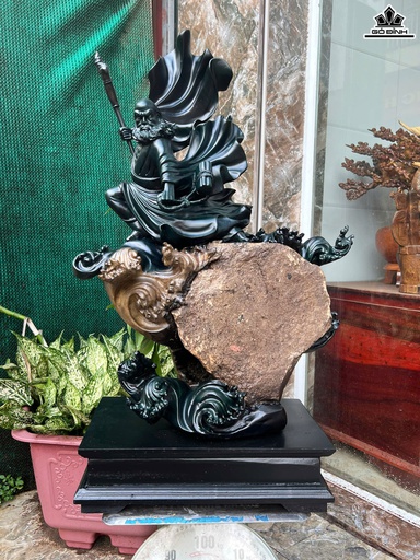 Tượng Đạt Ma Bay Gỗ Mun Sừng Cao 80 Ngang 58 Sâu 23 (cm)