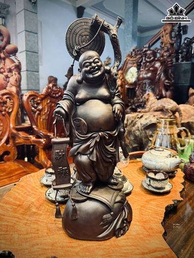 Tượng Phật Di Lặc Gỗ Trắc Cao 44 Ngang 17 Sâu 14 (cm)