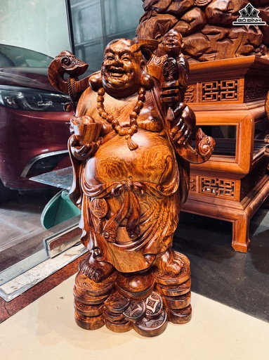 Tượng Phật Di Lặc Nhất Phúc Gỗ Cẩm Cao 55 Ngang 27 Sâu 20 (cm)