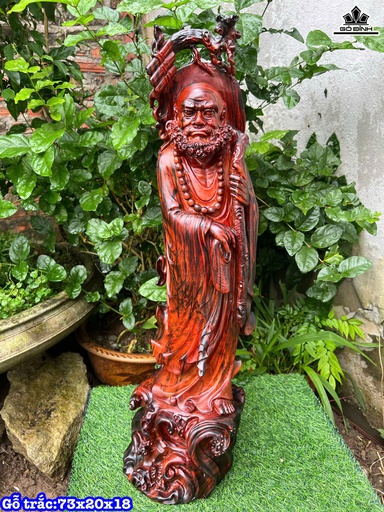 Tượng Đạt Ma Sư Tổ Gỗ Trắc Cao 73 Ngang 20 Sâu 18 (cm)