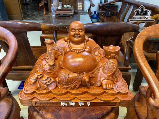 Tượng Phật Di Lặc Ngồi Vạn Sự Như Ý Gỗ Hương Cao 38 Ngang 60 Sâu 37 (cm)
