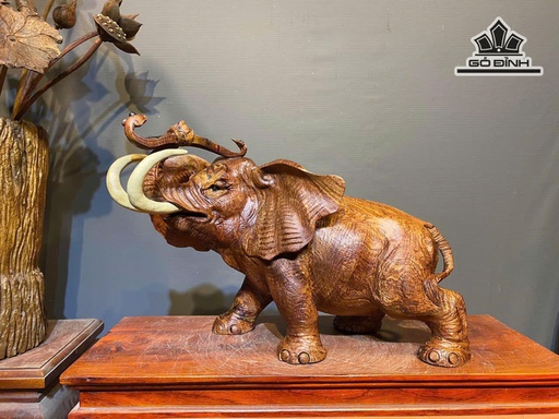 Tượng Voi Gỗ Cẩm Cao 39 Ngang 49 Sâu 22 (cm)