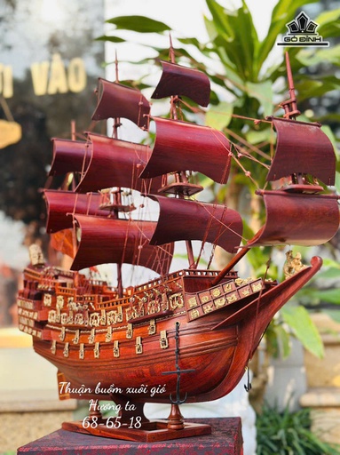 Thuyền Buồm Xuôi Gió Gỗ Hương Cao 68 Ngang 65 Sâu 18 (cm)