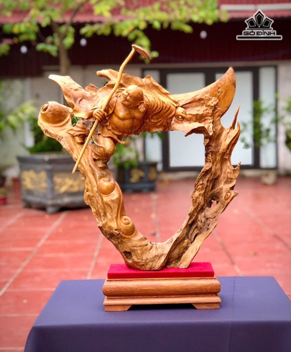 Ngài Trư Bát Giới Gỗ Nu Sụn Lũa Dổi Cao 62 Ngang 55 Sâu 21 (cm)