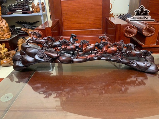 Tượng Bát Mã Gỗ Trắc Cao 23 Ngang 80 Sâu 13 (cm)