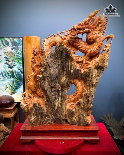 Tượng Nhất Long Gỗ Hương Cao 90 Ngang 58 Sâu 20 (cm)