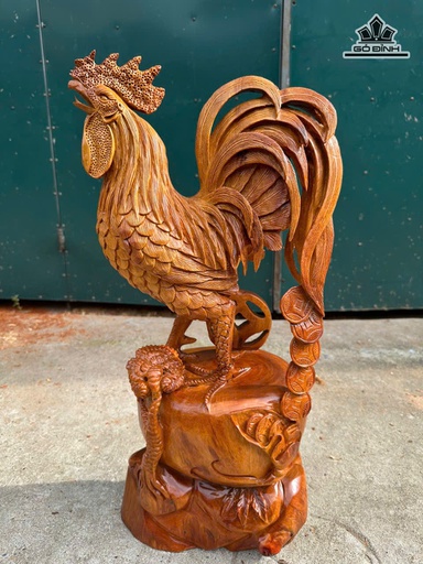 Tượng Gà Trống Gỗ Hương Cao 58 Ngang 28 Sâu 16 (cm)