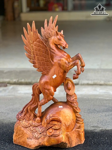 Tượng Ngựa ( Nhất Mã Thiên Thần) Gỗ Hương Cao 75 Ngang 41 Sâu 22 (cm)