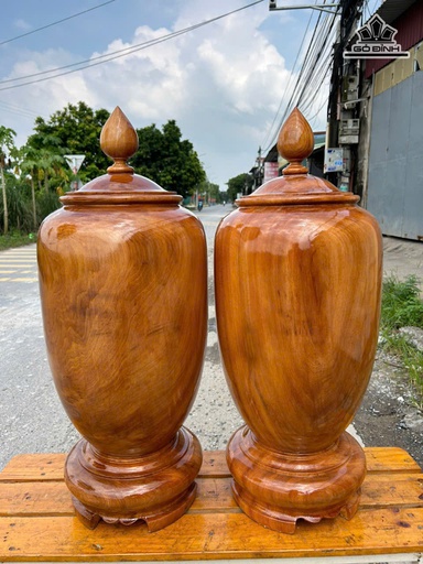 Cặp Chóe Tài Lộc Gỗ Ngọc Am Cao 79 Đường Kính 33 (cm) - 57kg 2 Bình