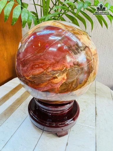 Bi Cầu Gỗ Hương Hóa Thạch Đường Kính 15 (cm) - 4,7kg