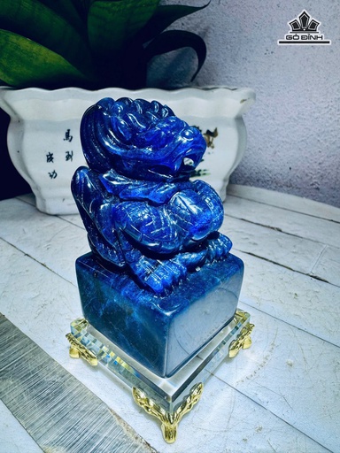 Long Ấn Đá Ngọc Lapit Cao 14 Vuông 5 (cm) - 0,4kg