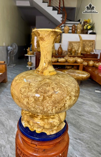 Bình Củ Tỏi Gỗ Nu Nghiến Cao 50 Đường Kính 38 (cm)