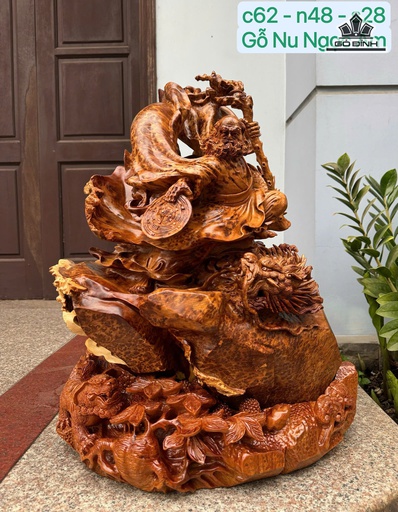 Tượng Đạt Ma Sư Tổ Gỗ Nu Ngọc Am Cao 62 Ngang 48 Sâu 28 (cm)