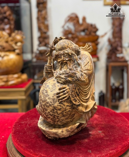 Tượng Ông Thọ Gỗ Nu Ngọc Am Cao 38 Ngang 23 Sâu 21 (cm)