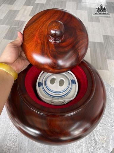 Bình Ủ Trà Gỗ Lim Cao 32 Đường Kính 34 (cm) - 1,5 Lít