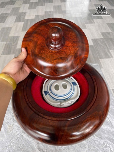 Bình Ủ Trà Gỗ Lim Cao 33 Đường Kính 35 (cm) - 1,5 Lít