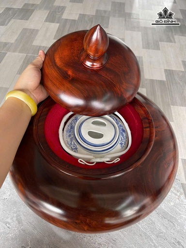 Bình Ủ Trà Gỗ Lim Cao 39 Đường Kính 42 (cm) - 2,5 Lít