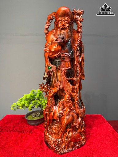 Tượng Ông Thọ Gỗ Trắc Cao 63 Ngang 22 Sâu 18 (cm)
