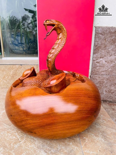 Tượng Rắn Phong Thủy Gỗ Ngọc Am Cao 38 Ngang 39 Sâu 39 (cm) - 15kg