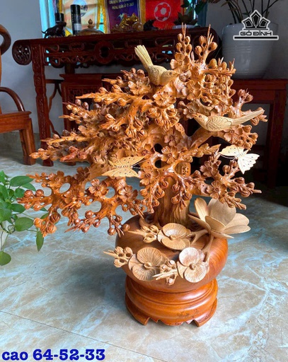 Bình Hoa Gỗ Hương Cao 64 Ngang 52 Sâu 33 (cm)