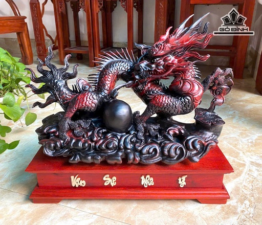 Tượng Nhất Long Gỗ Trắc Cao Cả Kỷ 38 Ngang 48 Sâu 18 (cm)