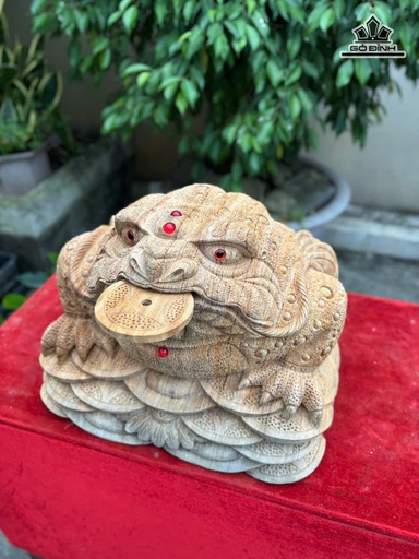 Tượng Thiềm Thừ Gỗ Ngọc Am Cao 25 Ngang 33 Sâu 35 (cm)