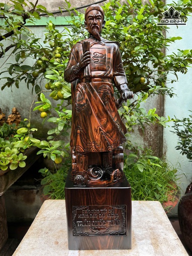Tượng Trần Hưng Đạo Gỗ Mun Hoa Cao 70 Ngang 19 Sâu 19 (cm)