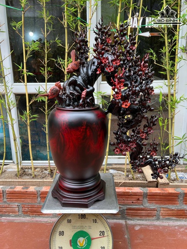 Bình Hoa Gỗ Trắc Cao 80 Đường Kính 60 (cm) - Đường Kính Thân Bình 26 (cm)