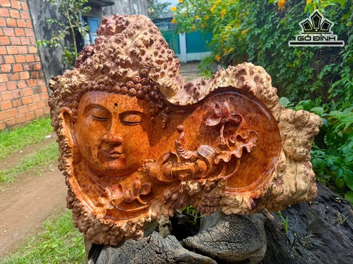 Diện Nhất Tâm Bái Phật Gỗ Nu Hương Cao 56 Ngang 62 Sâu 8 (cm)