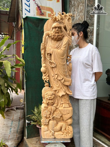 Tượng Đạt Ma Sư Tổ Gỗ Ngọc Am Cao 140 Ngang 35 Sâu 21 (cm)