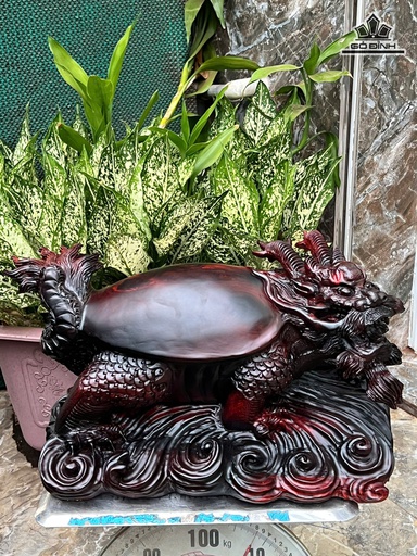 Tượng Long Quy Gỗ Trắc Cao 22 Ngang 43 Sâu 23 (cm)