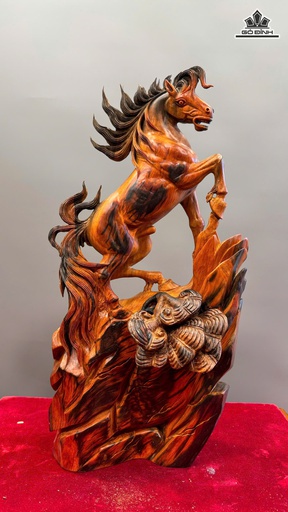 Tượng Ngựa Phong Thủy (Nhất Mã Thong Dong) Gỗ Trắc Cao 47 Ngang 24 Sâu 15 (cm)