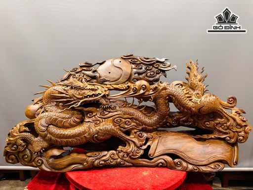 Tượng Nhất Long Bảo Châu Gỗ Bách Xanh Cao Cả Kỷ 65 Ngang 110 Sâu 30 (cm) - Kỷ Cao 15