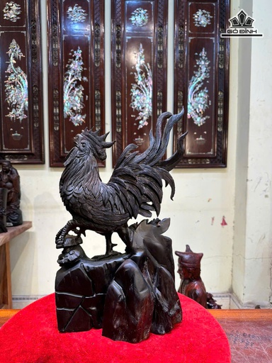 Tượng Gà Trống Gỗ Trắc Cao 47 Ngang 26 Sâu 14 (cm)