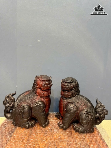 Tượng Nghê Gỗ Trắc Cao 19 Ngang 20 Sâu 13 (cm)