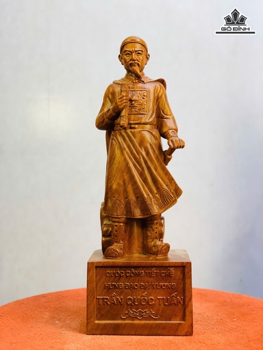 Tượng Trần Hưng Đạo Gỗ Hương Cao 50 Ngang 17 Sâu 14 (cm)