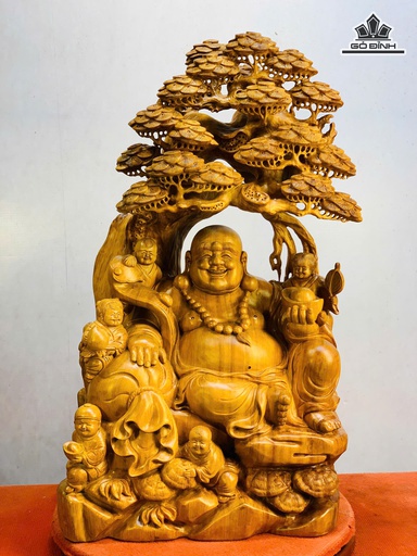 Tượng Phật Di Lặc Ngũ Phúc Gỗ Ngọc Am Cao 96 Ngang 56 Sâu 32 (cm)