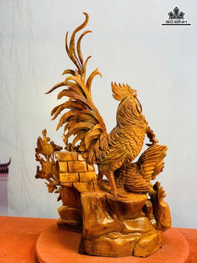 Tượng Gia Đình Gà Gỗ Hương Cao 90 Ngang 58 Sâu 32 (cm)