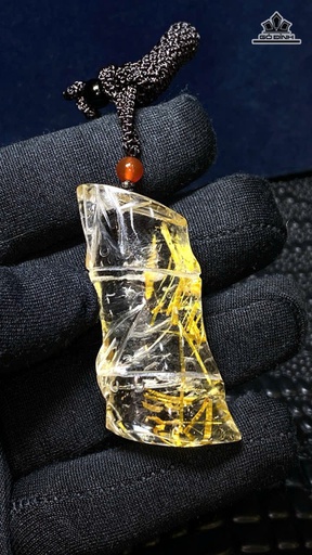 Mặt Dây Đốt Trúc Đá Thạch Anh Tóc Vàng Kích Thước 50x22,8x13,6- 26,8gr