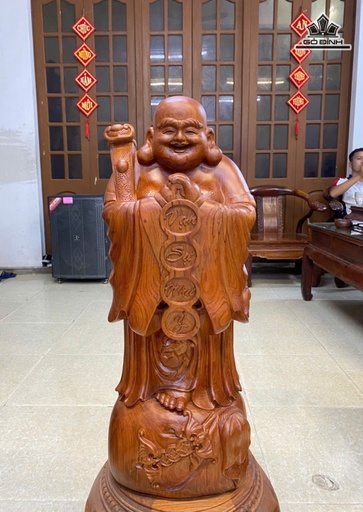 Tượng Phật Di Lặc Chúc Phúc Gỗ Hương Cao 69 Ngang 26 Sâu 23 (cm)