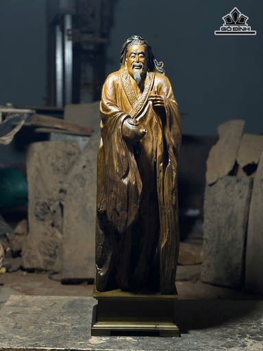 Tượng Thần Trà Gỗ Bách Xanh Cao 76 Ngang 21 Sâu 20 (cm)